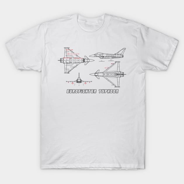 Eurofighter Typhoon (black) T-Shirt by Big Term Designs